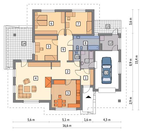 Rzut parteru POW. 159,2 m²