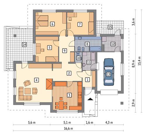 Rzut parteru POW. 159,2 m²