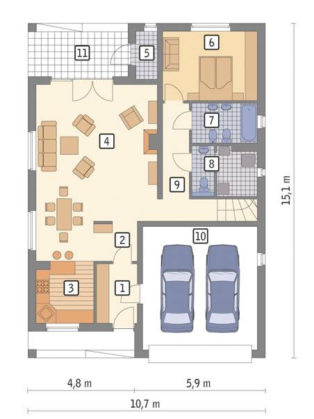 Rzut parteru POW. 115,3 m²