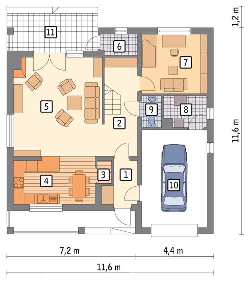 Rzut parteru POW. 93,4 m²