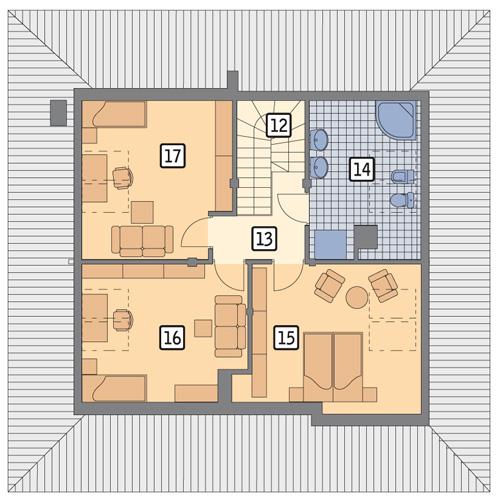 Rzut poddasza POW. 75,5 m²