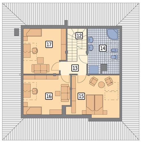 Rzut poddasza POW. 75,5 m²