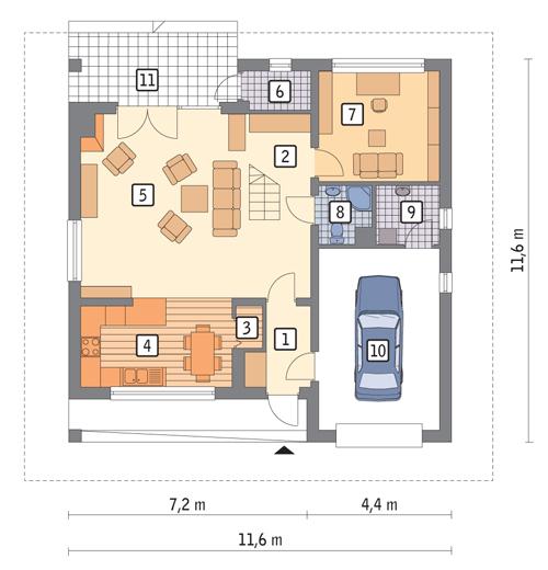 Rzut parteru POW. 93,2 m²