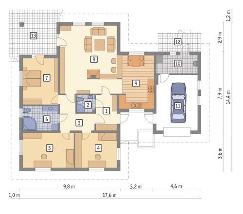 Rzut parteru POW. 147,1 m²