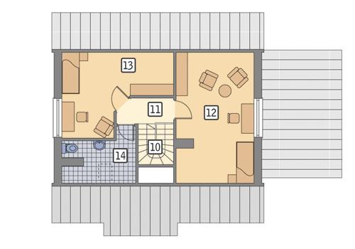 Rzut poddasza lustro POW. 62,6 m²