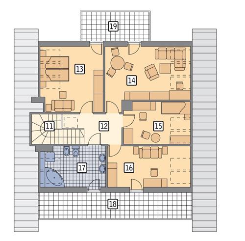 Rzut poddasza POW. 114,7 m²