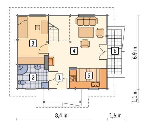 Rzut parteru POW. 51,4 m²