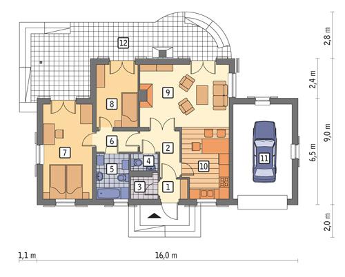 Rzut parteru POW. 96,9 m²