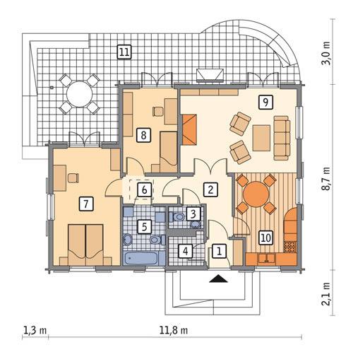 Rzut parteru POW. 78,1 m²