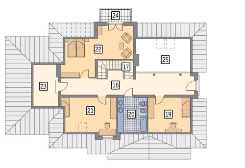 Rzut poddasza POW. 135,4 m²