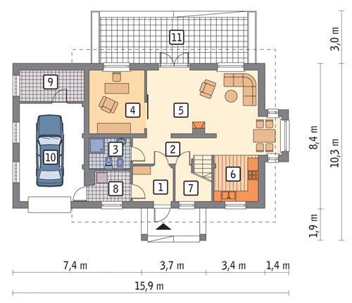 Rzut parteru POW. 95,0 m²