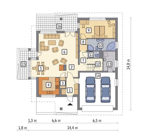 Rzut parteru POW. 138,1 m²