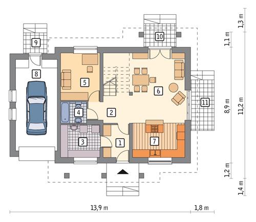Rzut parteru POW. 93,1 m²