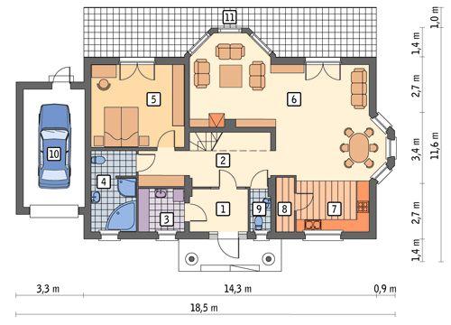 Rzut parteru POW. 127,0 m²