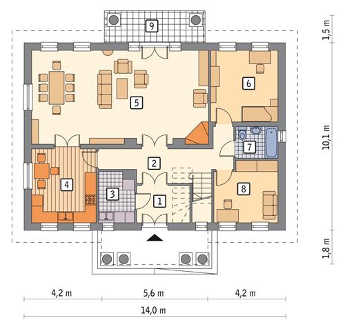 Rzut parteru POW. 110,4 m²