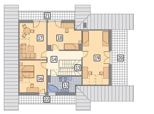 Rzut poddasza POW. 127,5 m²