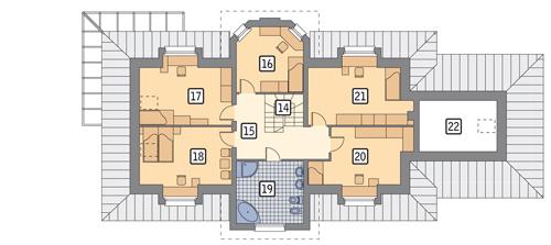 Rzut poddasza lustro POW. 159,4 m²