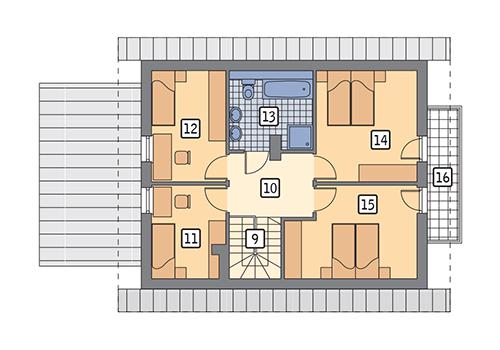 Rzut poddasza: wariant 1 POW. 68,8 m²