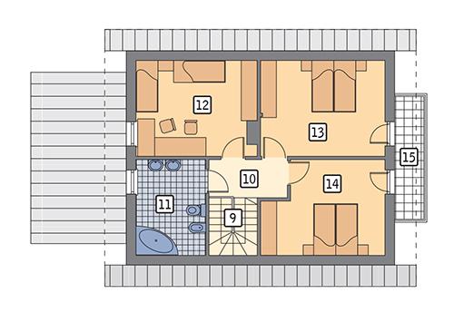 Rzut poddasza: wariant 2 POW. 69,3 m²