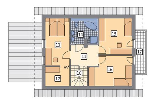 Rzut poddasza: wariant 3 POW. 68,7 m²