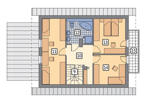 Rzut poddasza: wariant 4 POW. 71,0 m²