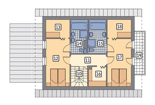 Rzut poddasza: wariant 5 POW. 67,9 m²