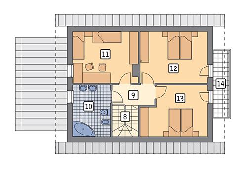 Rzut poddasza: wariant 7 POW. 69,1 m²