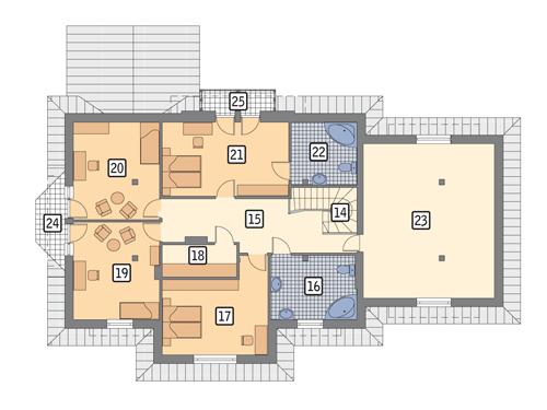 Rzut poddasza POW. 174,9 m²