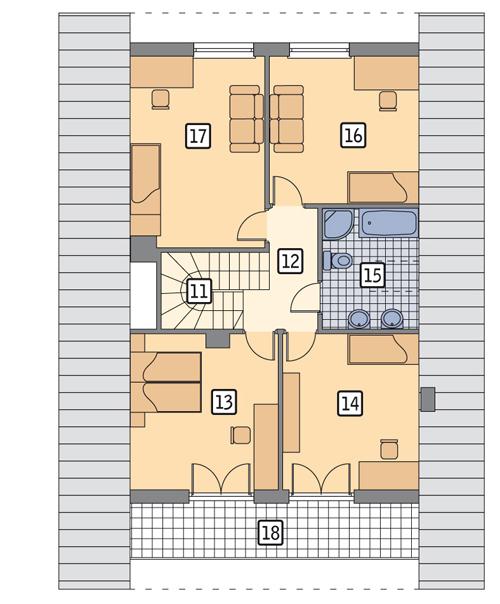 Rzut poddasza lustro POW. 106,7 m²