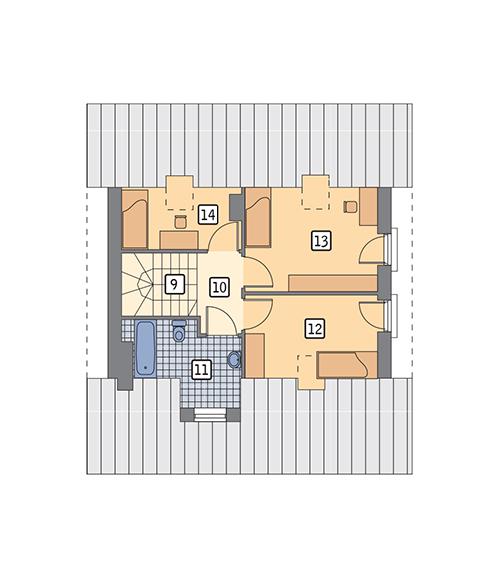 Rzut poddasza lustro POW. 48,7 m²