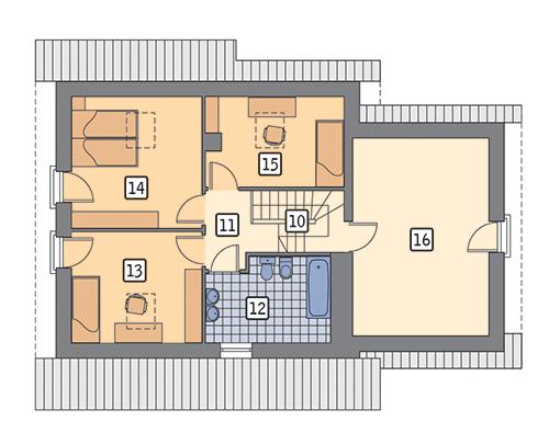 Rzut poddasza POW. 74,9 m²