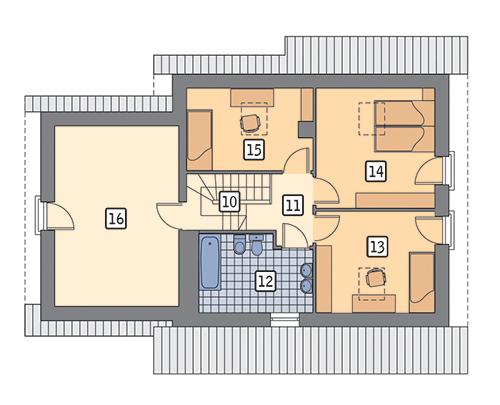 Rzut poddasza lustro POW. 74,9 m²