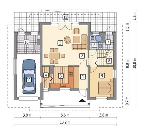 Rzut parteru POW. 91,7 m²
