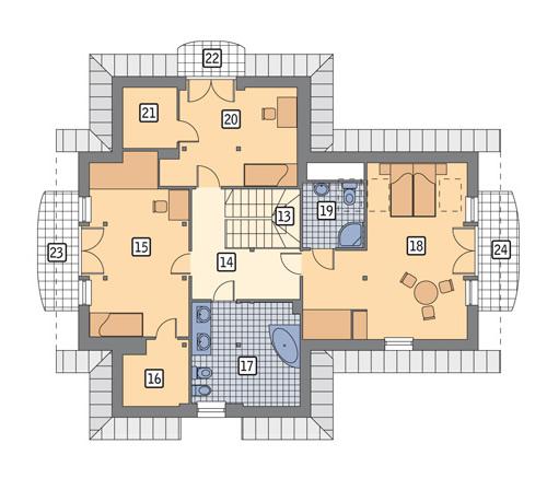 Rzut poddasza lustro POW. 121,6 m²