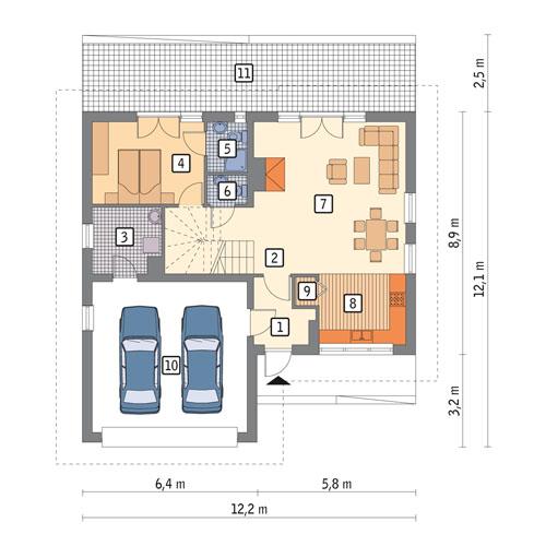 Rzut parteru POW. 103,3 m²