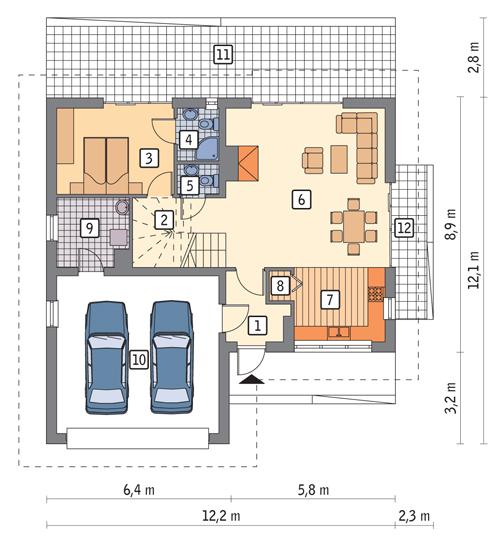 Rzut parteru POW. 103,2 m²