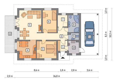 Rzut parteru POW. 100,0 m²