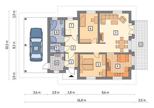 Rzut parteru lustro POW. 100,0 m²