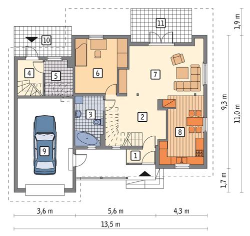 Rzut parteru POW. 100,1 m²