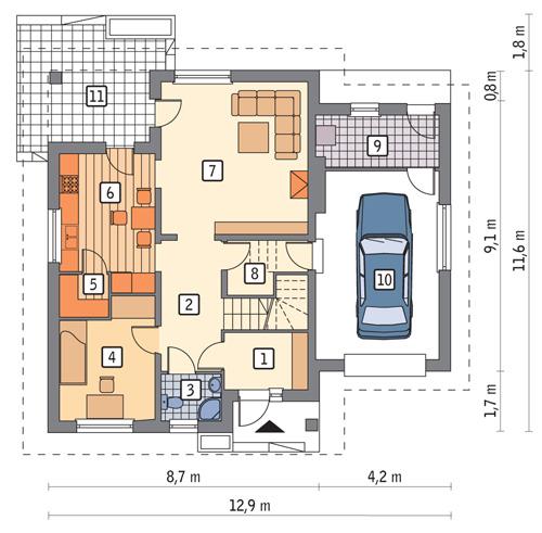 Rzut parteru POW. 97,9 m²
