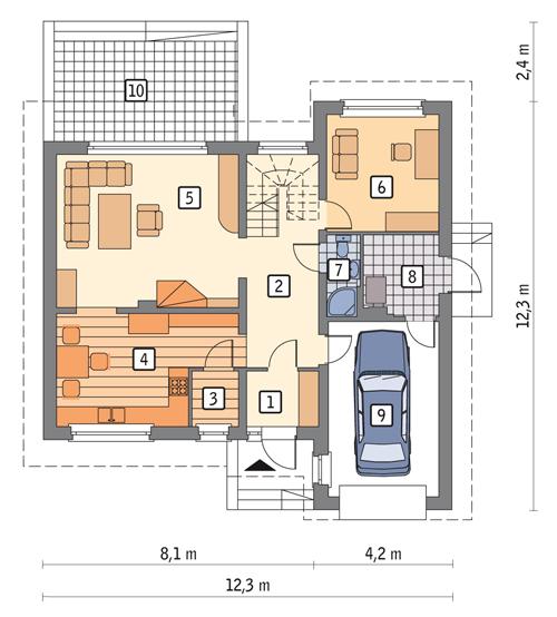 Rzut parteru POW. 97,1 m²