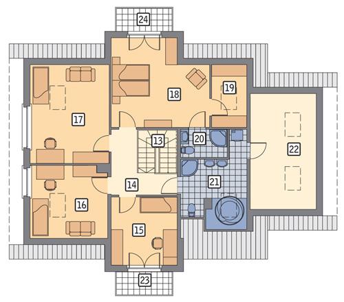 Rzut poddasza POW. 130,9 m²