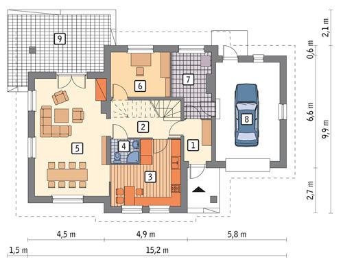 Rzut parteru POW. 95,2 m²