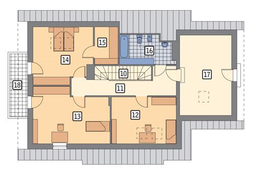 Rzut poddasza POW. 108,8 m²