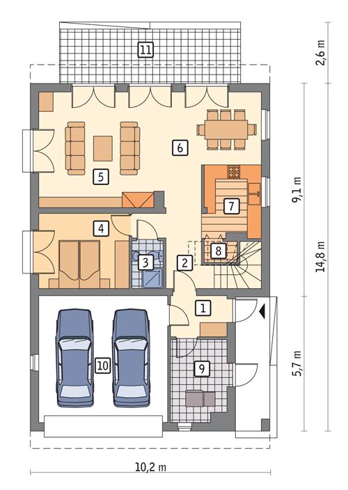 Rzut parteru POW. 113,0 m²
