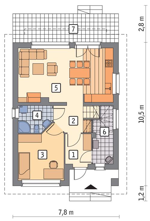 Rzut parteru POW. 58,2 m²