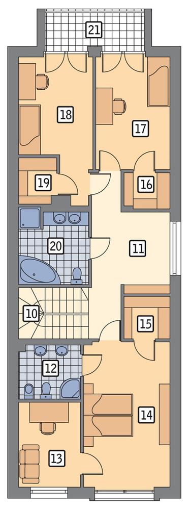 Rzut piętra lustro POW. 106,5 m²