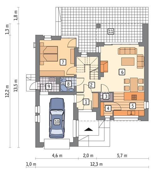 Rzut parteru lustro POW. 86,5 m²
