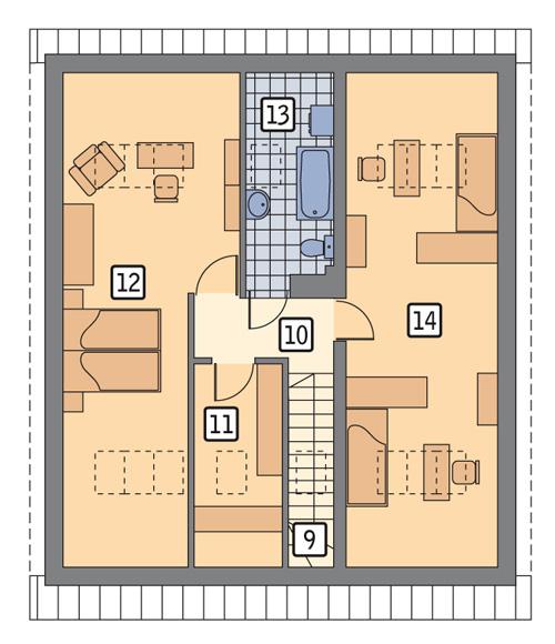 Rzut poddasza POW. 69,9 m²
