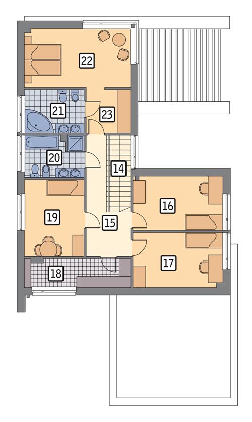 Rzut piętra POW. 105,9 m²